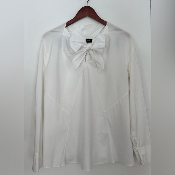 Lida Baday white blouse size 10 with tie neck - Picture 2 of 7
